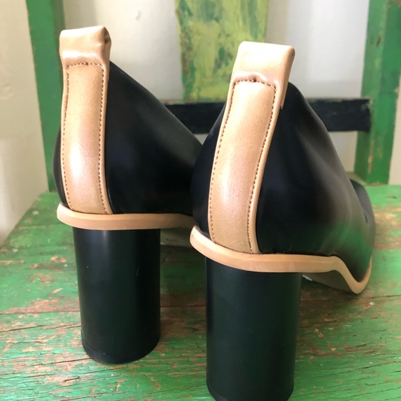 Black & Tan, square-toe cylinder heels. Size 39/9 - Picture 3 of 8